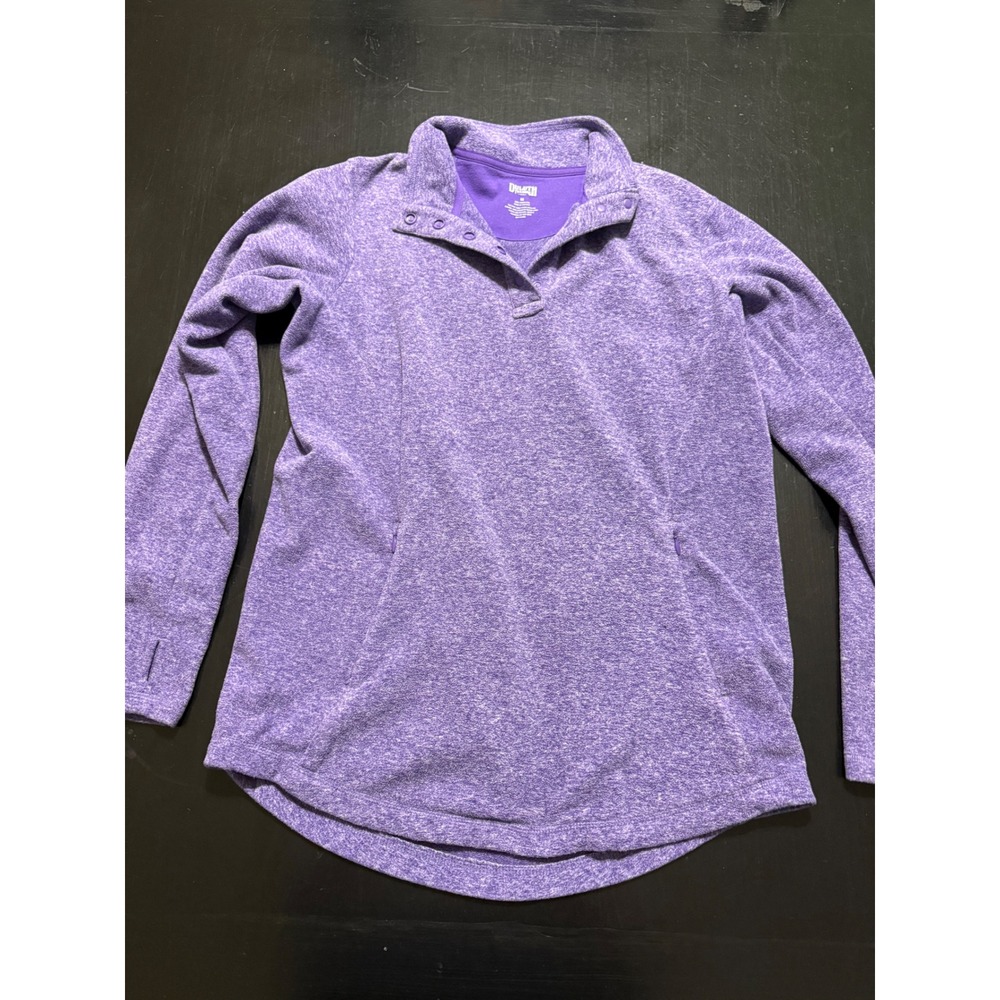 Duluth Trading Co Women Purple Heathered Fleece Snap Neck Pullover Size M